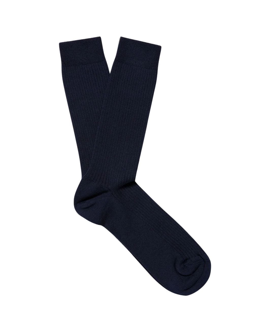 Sunspel Blue Cotton Ribbed Socks for men