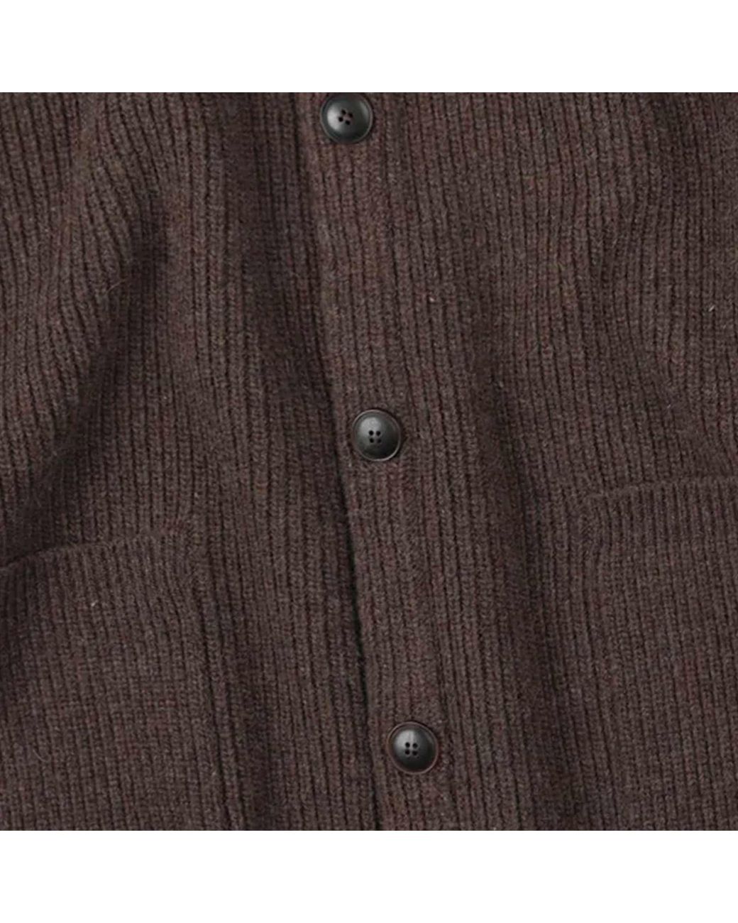 FRIZMWORKS Brown Heavy Wool Round Cardigan for men