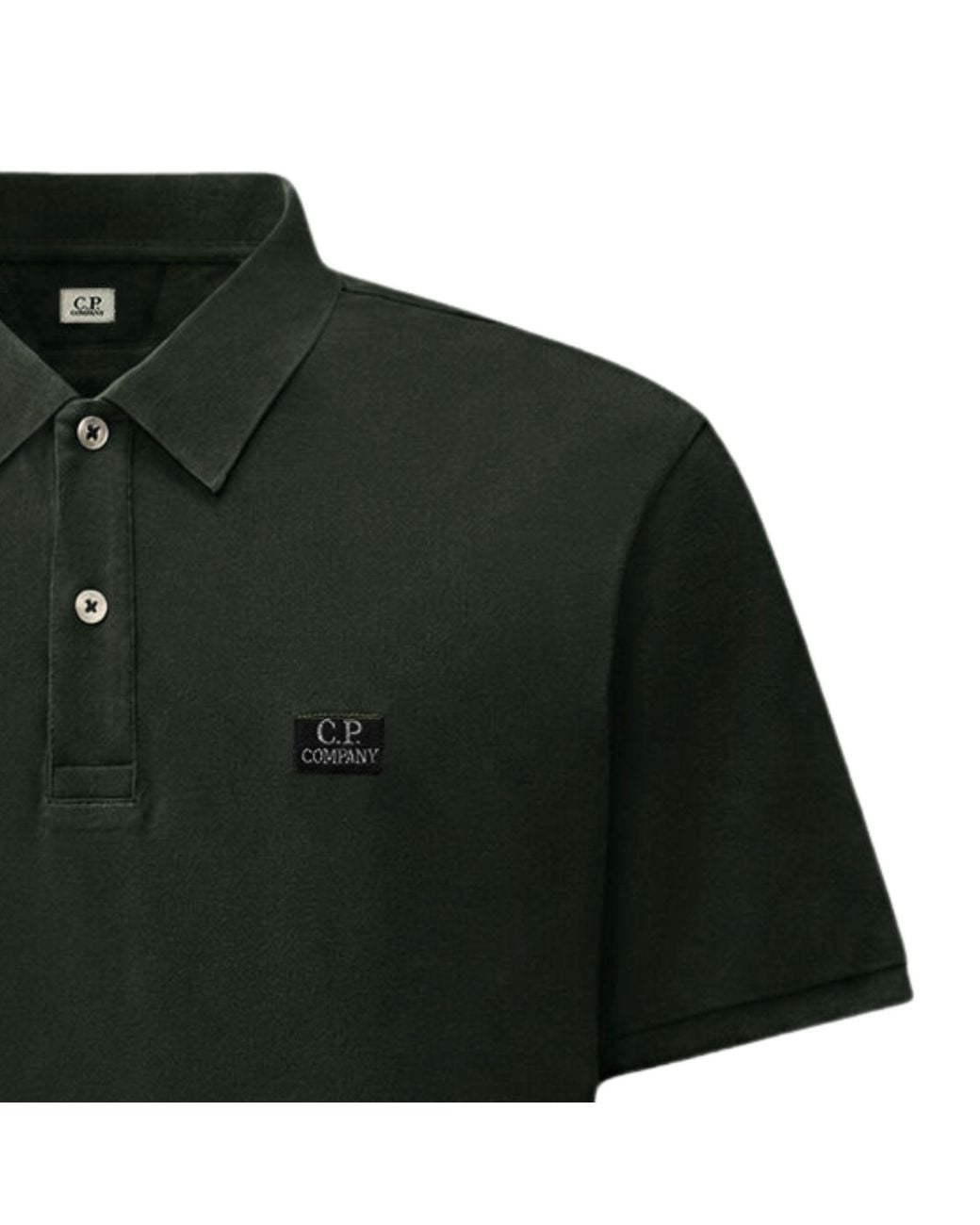 C P Company Green Stretch Piquet Short Sleeve Polo for men