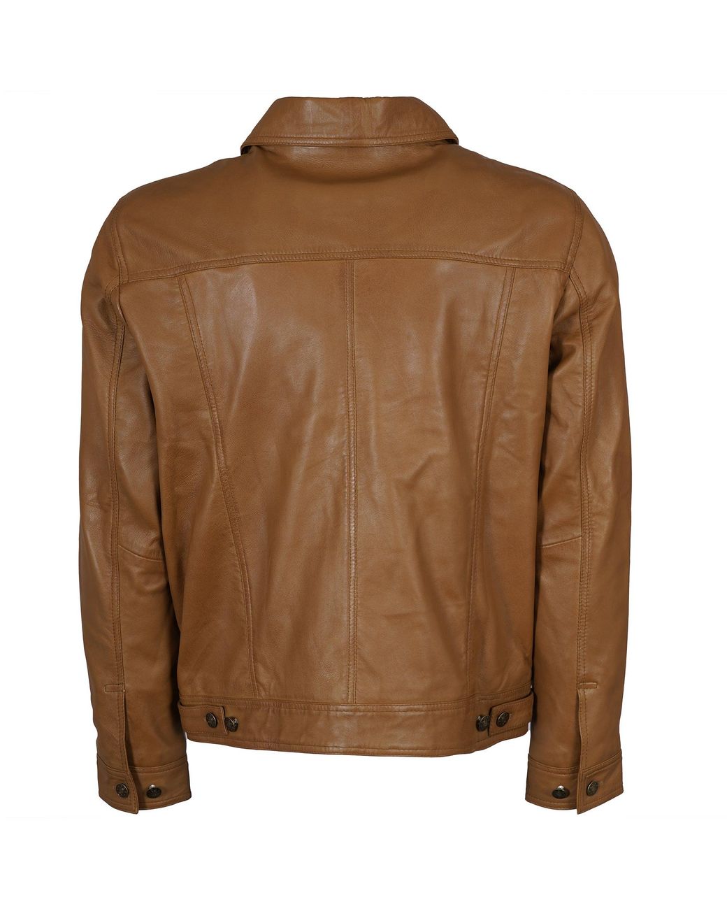 real hoxton Brown Leather Trucker Jacket for men