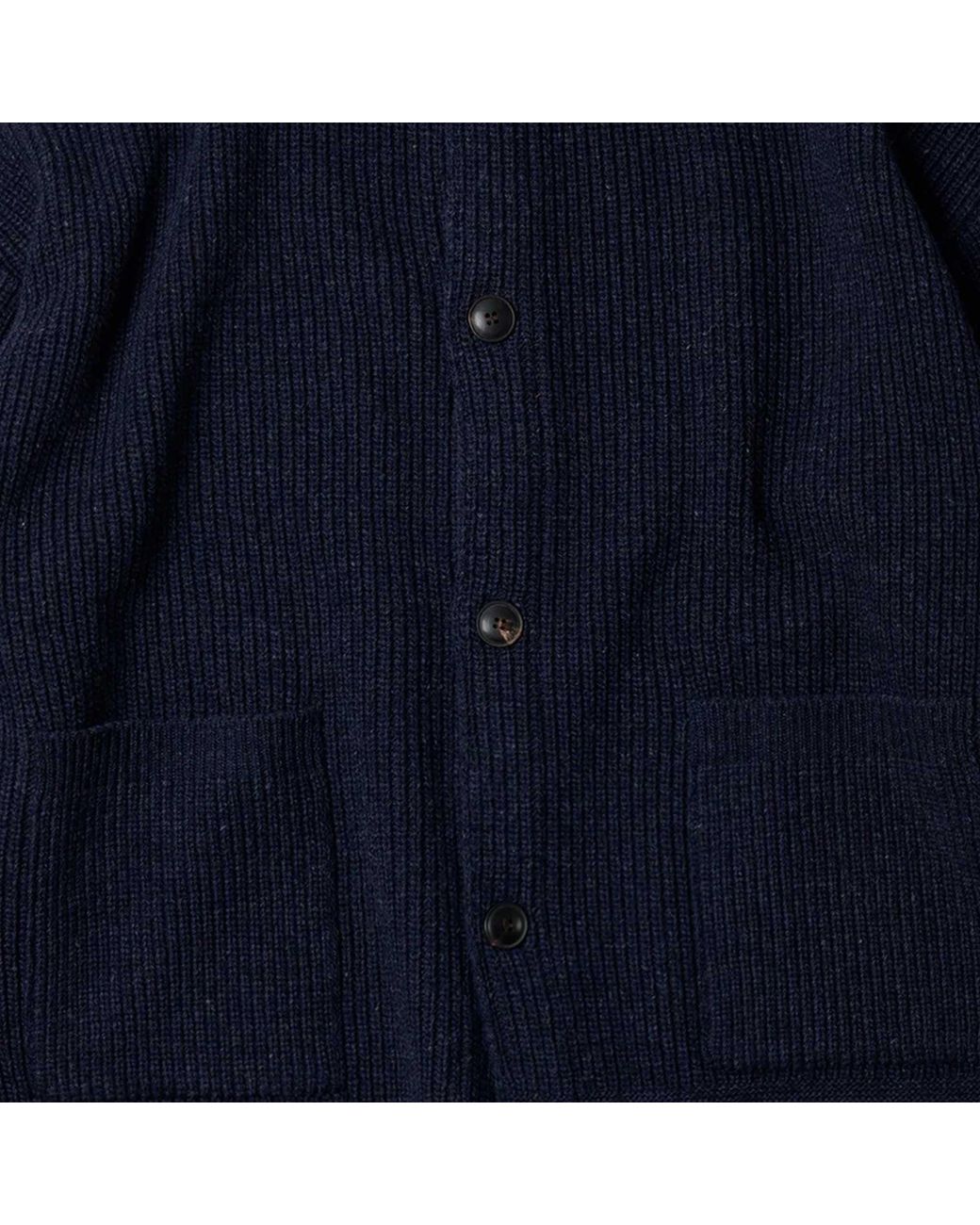 FRIZMWORKS Blue Heavy Wool Round Cardigan for men