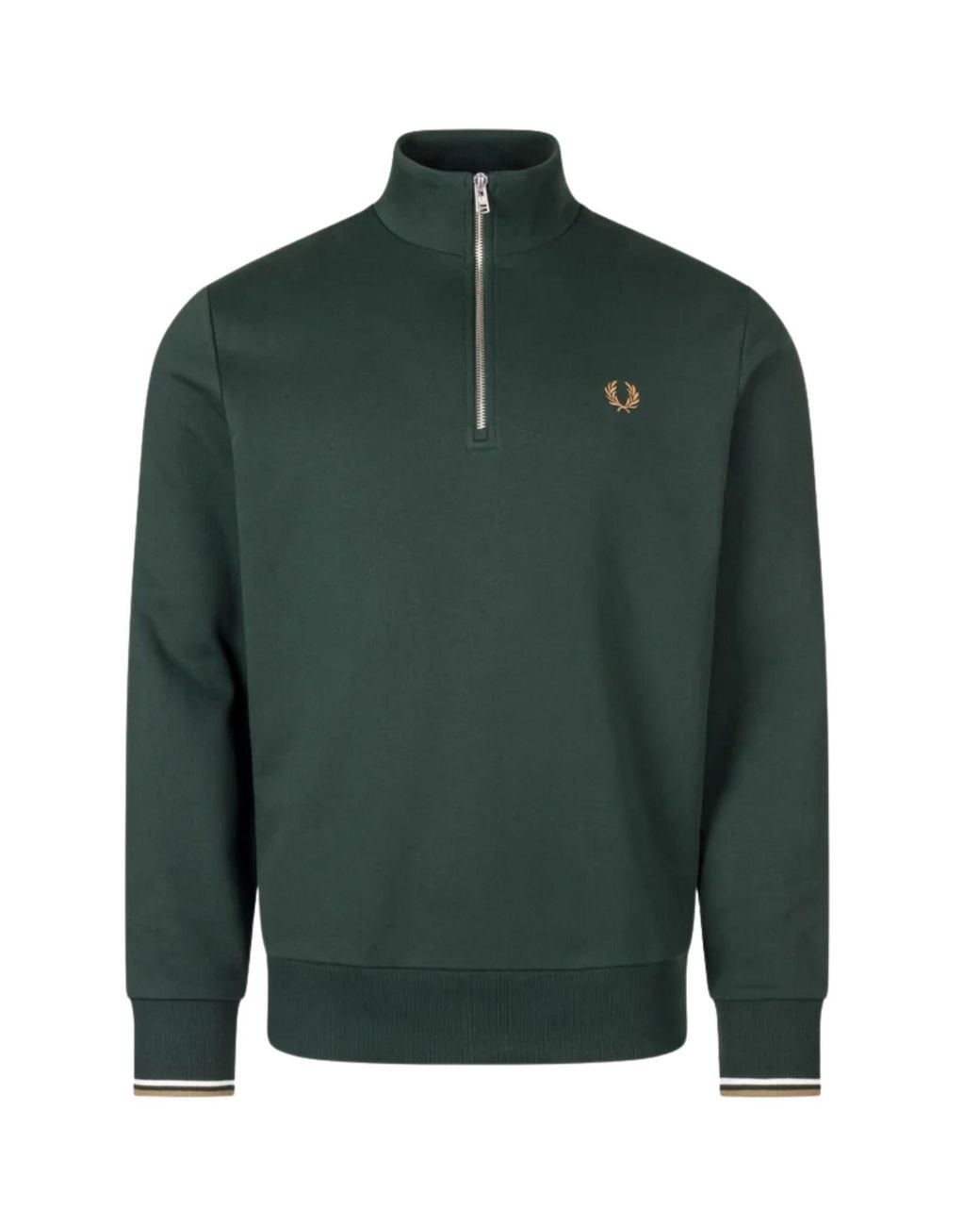 Fred Perry Green Half Zip Sweatshirt for men
