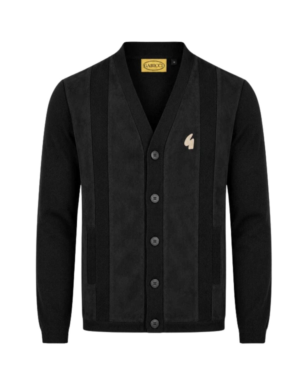 Gabicci Black Hurst Long Sleeve Knit Cardigan for men