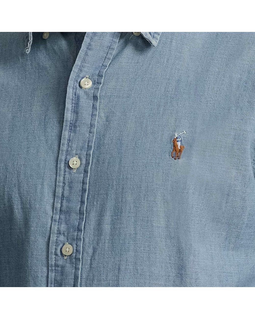 Polo Ralph Lauren Blue Custom Fit Shirt for men