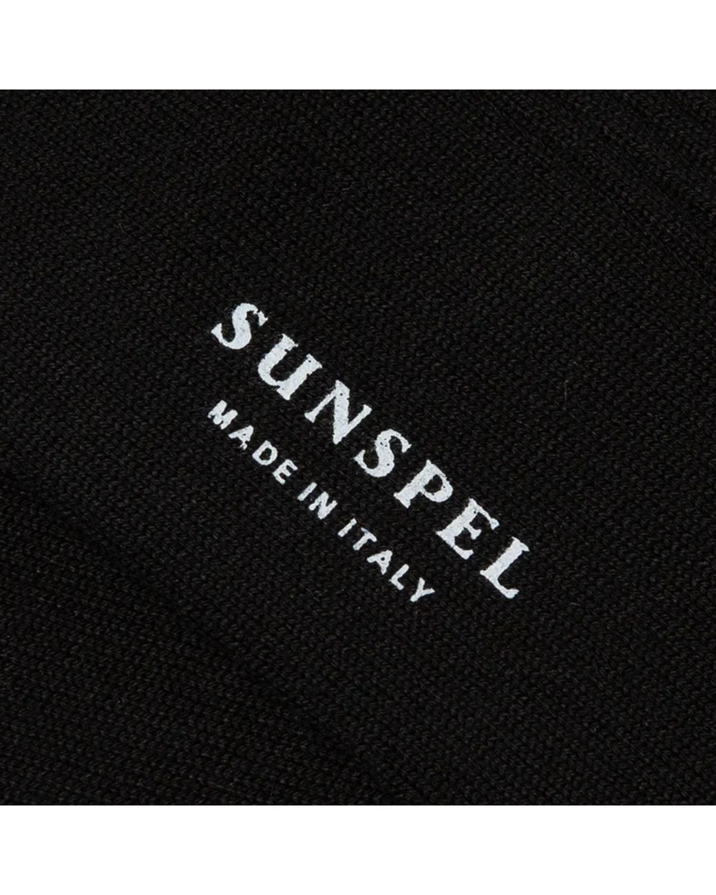 Sunspel Black Cotton Ribbed Socks for men
