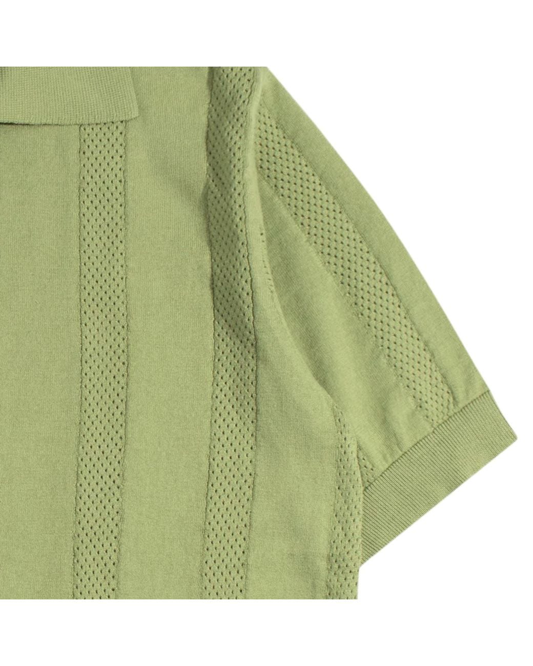Far Afield Green Clifford Open-Knit Polo for men