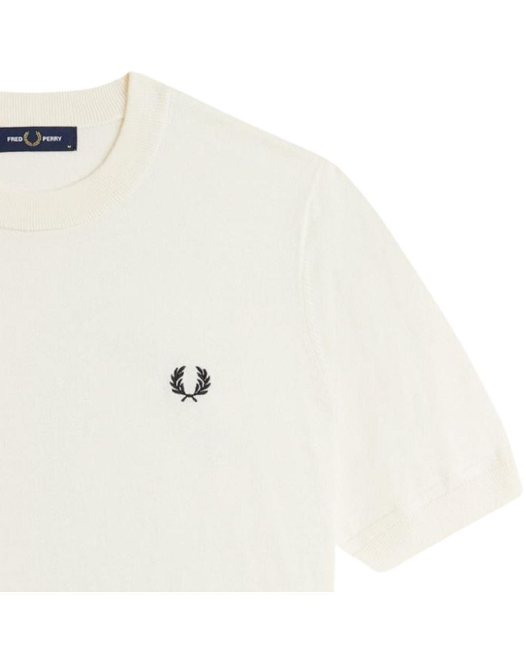 Fred Perry White Long Staple Cotton Knitted T-Shirt for men