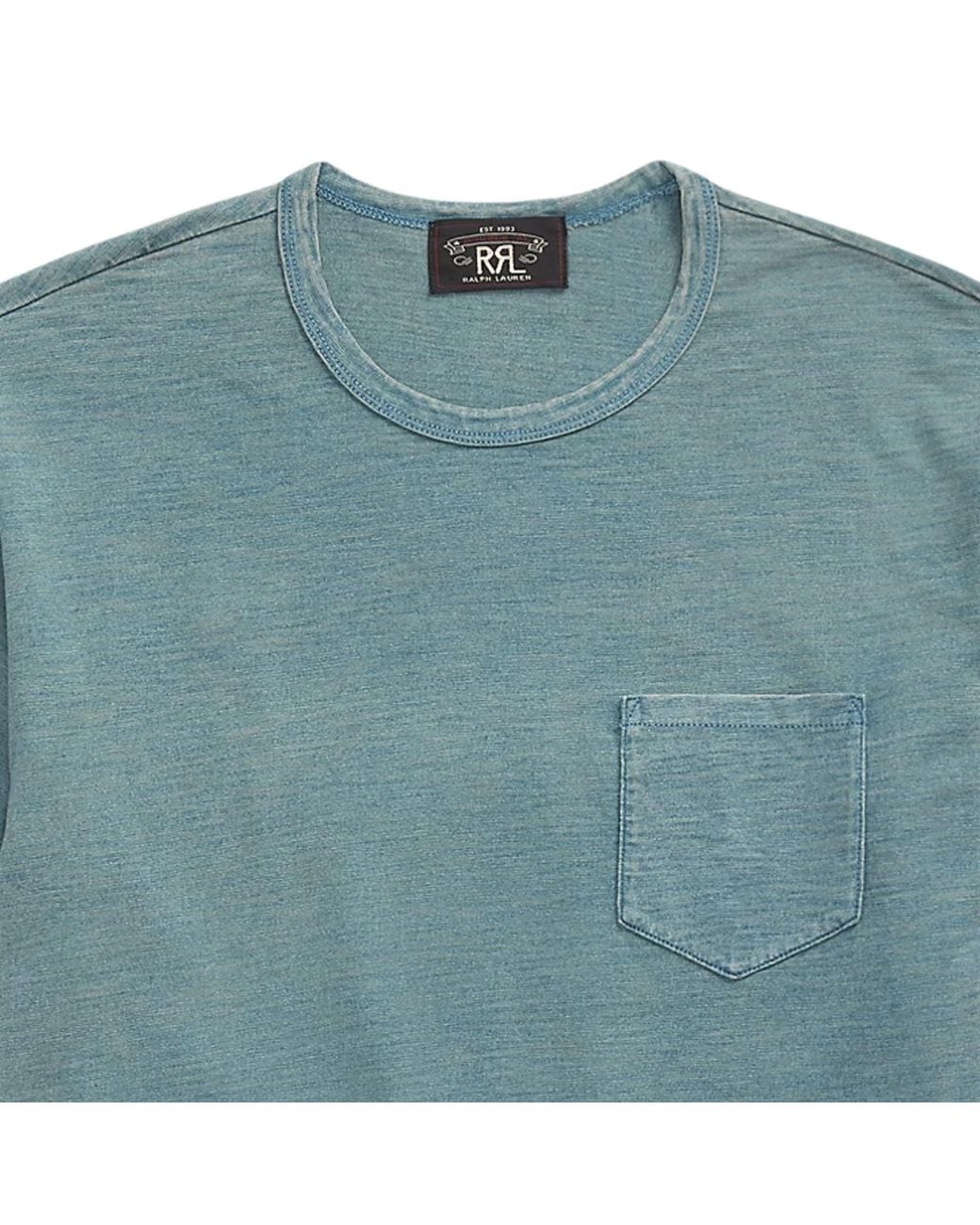 RRL Blue Jersey Pocket T-Shirt for men