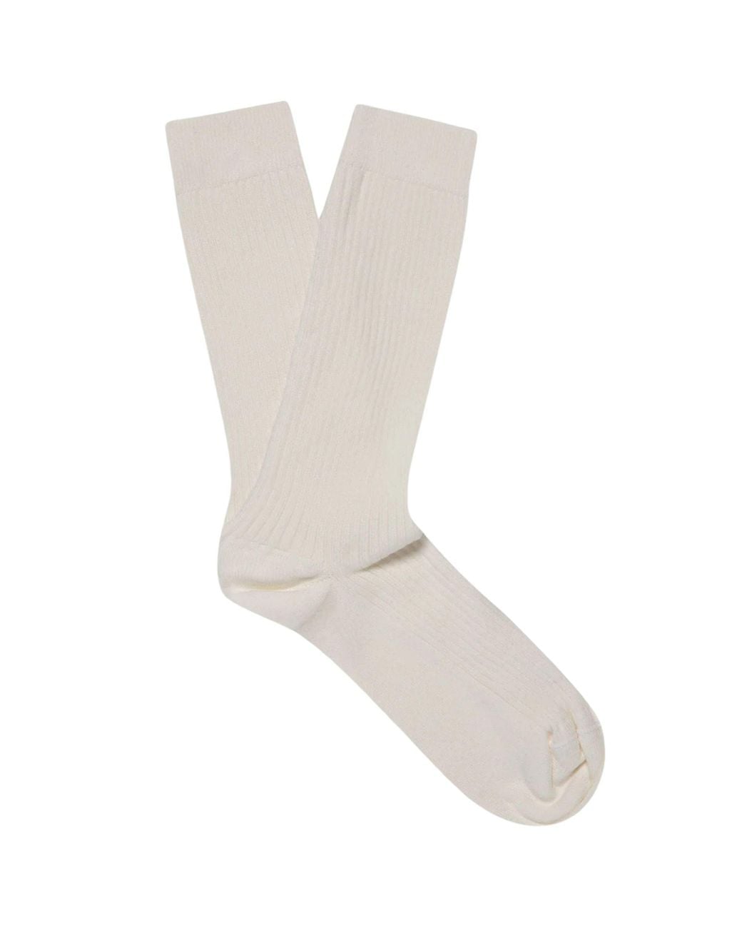 Sunspel White Cotton Ribbed Socks for men