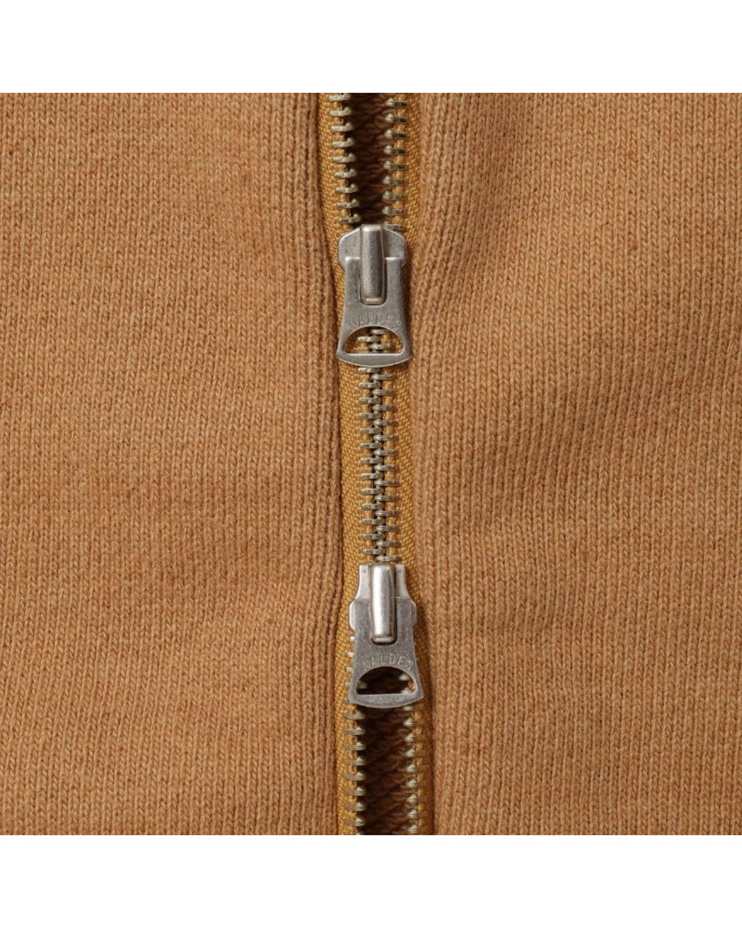 Wonder Looper Brown Double Heavyweight French Terry Foxfibre Zip Hoodie for men