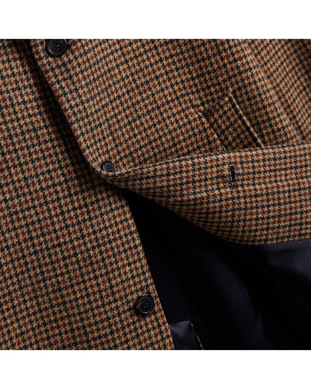 Portuguese Flannel Brown Pied Poule Overcoat for men
