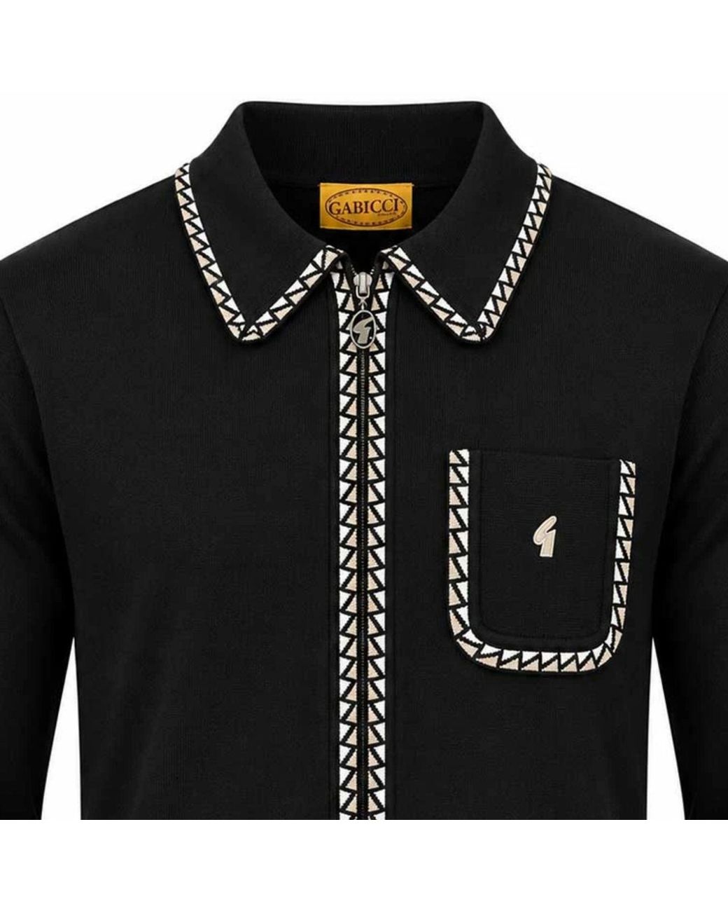 Gabicci Black Nick Long Sleeve Zip Thru Knit for men