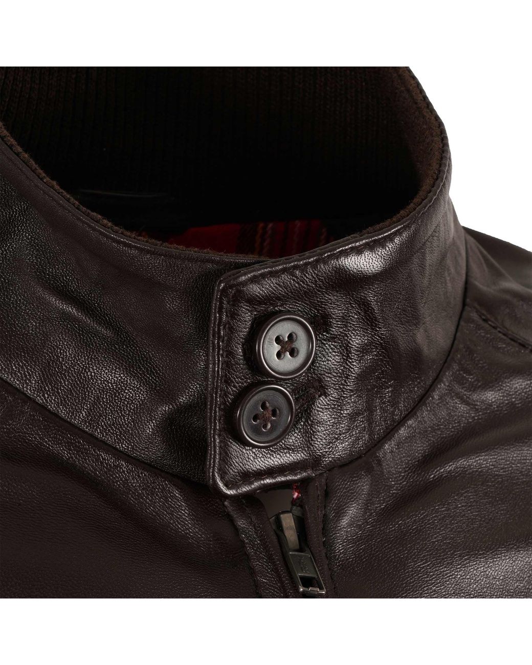 real hoxton Black Leather Harrington Jacket for men