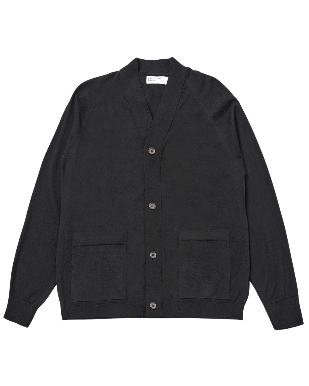 Universal Works Black Loose Cardigan Ii Merino for men