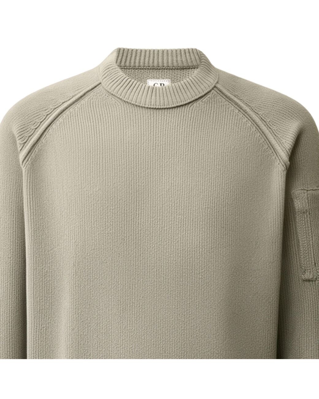C P Company Gray C.P Company Chenille Cotton Lens Crewneck Sweater for men