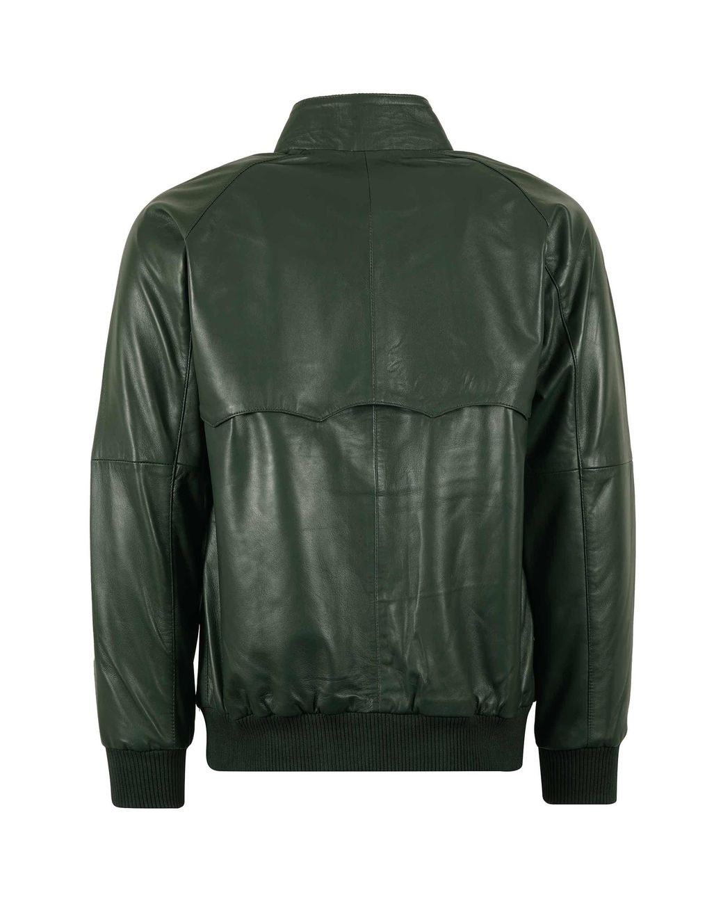 real hoxton Green Leather Harrington Jacket for men