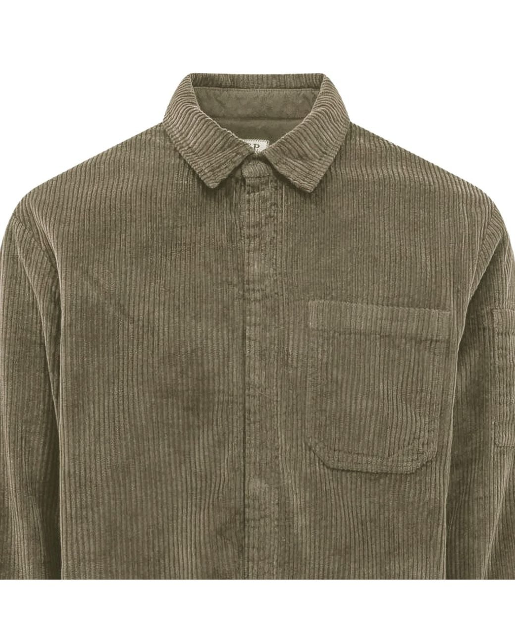 C P Company Green C.P Company Lens-Detail Corduroy Shirt for men