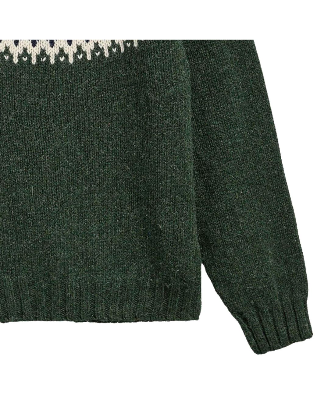 Barbour Green Scottish Made Fair Isle Crew Neck Jumper for men