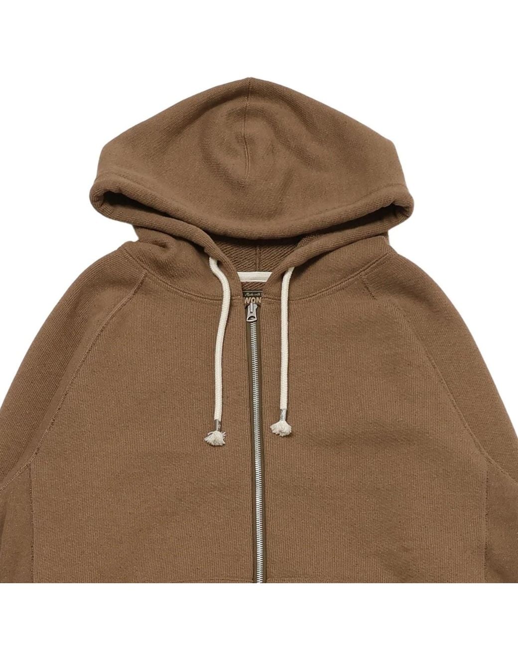 Wonder Looper Brown Double Heavyweight Iron Mordant Foxfibre Zip Hoodie for men