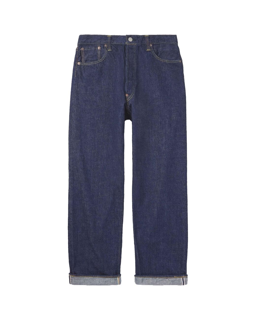 Orslow Blue Grand Dad's Straight-Leg Selvedge Jeans for men