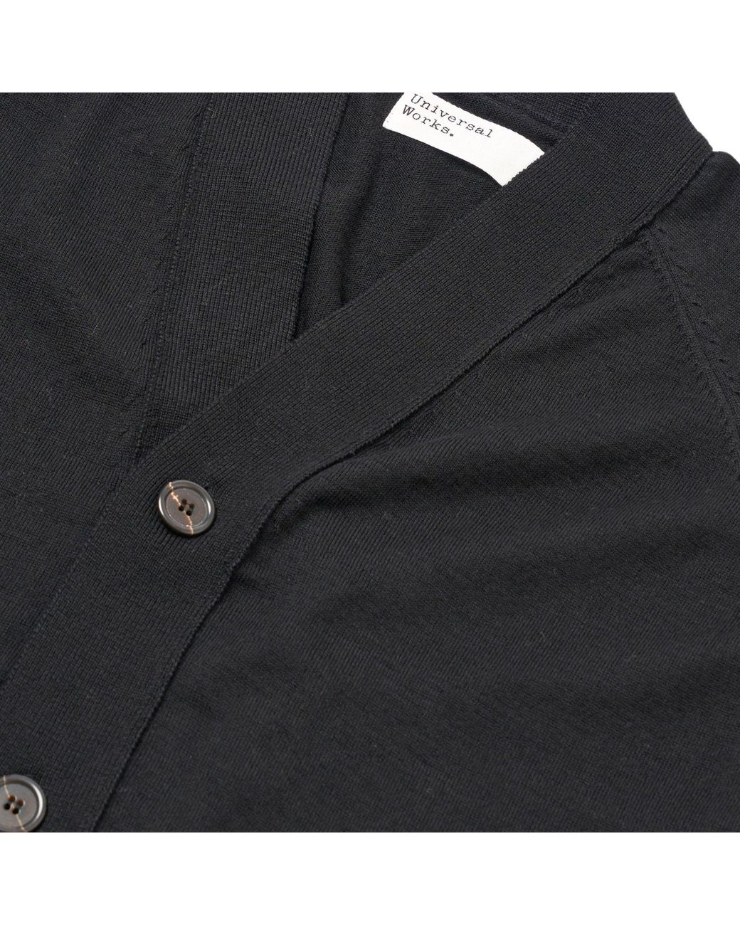 Universal Works Black Loose Cardigan Ii Merino for men