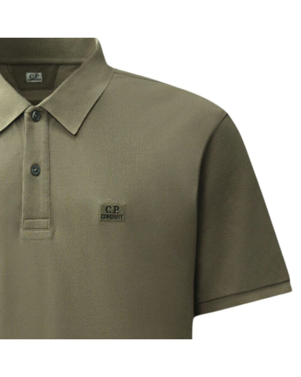 C P Company Green Stretch Piquet Short Sleeve Polo for men