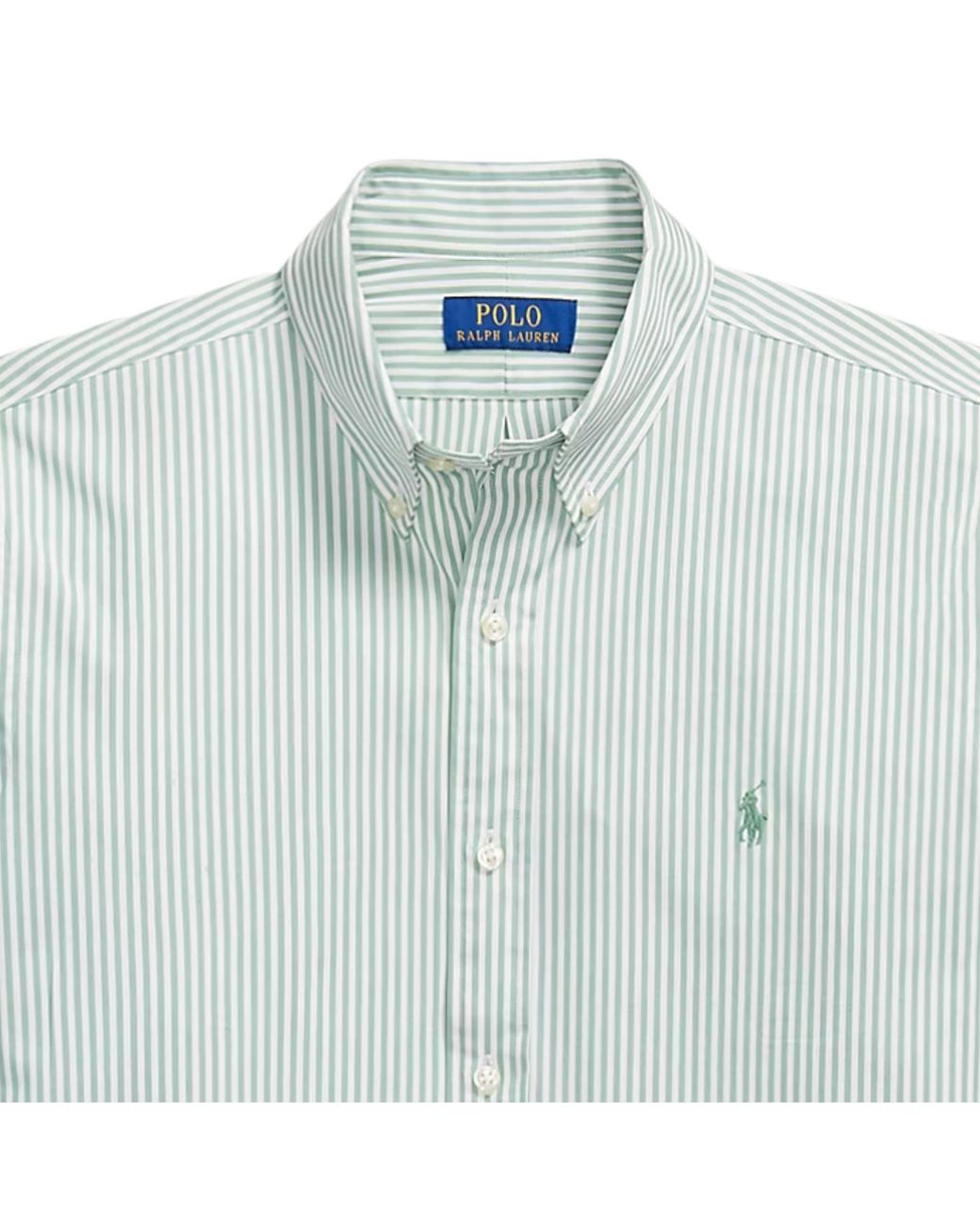 Polo Ralph Lauren Blue Custom Fit Striped Stretch Poplin Shirt for men