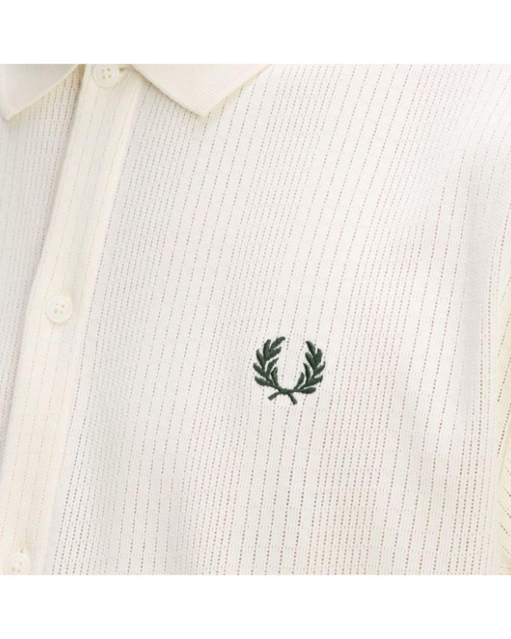 Fred Perry Natural Pointelle Button Through Polo Shirt for men