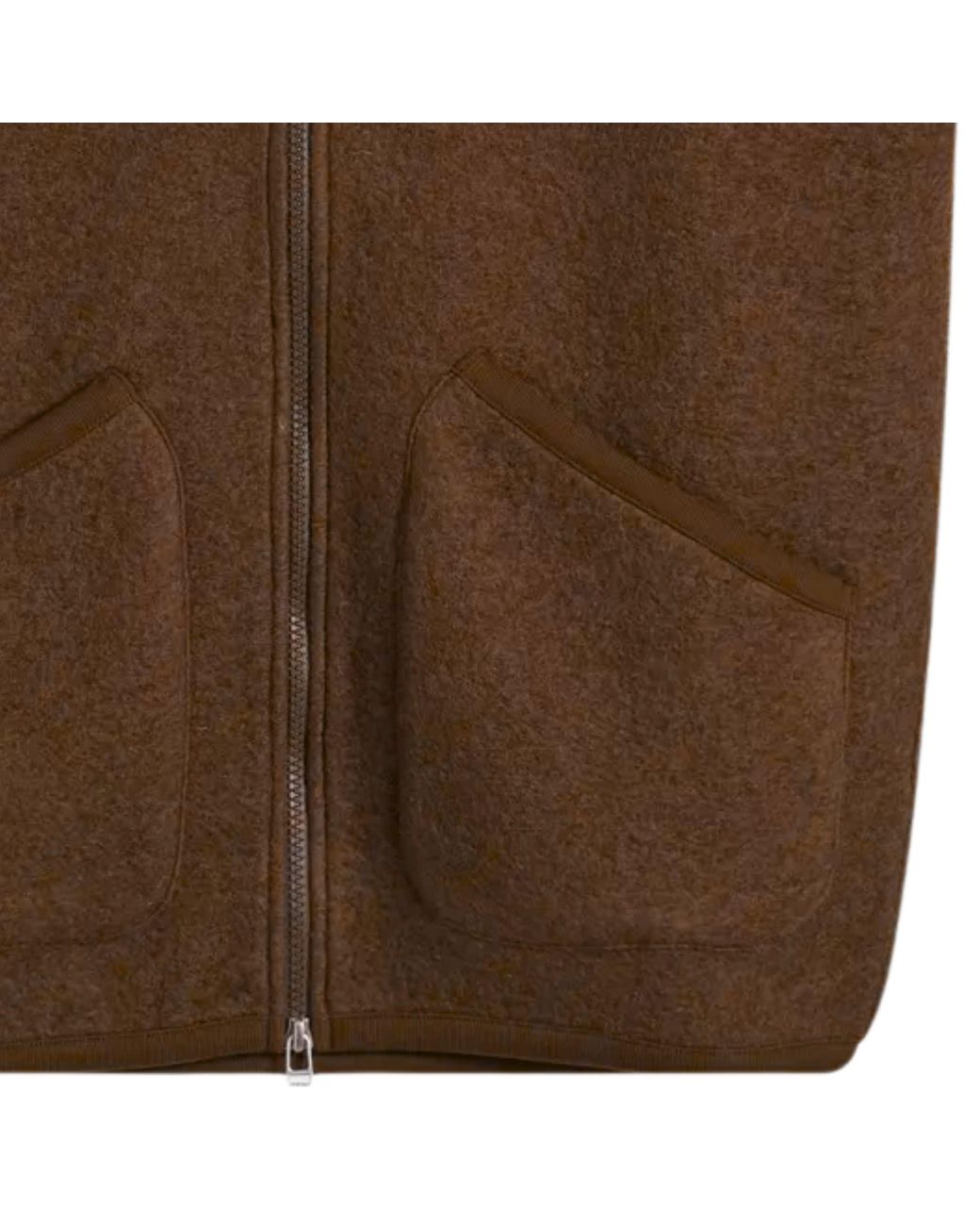 Universal Works Brown Zip Waistcoat Wool Fleece for men