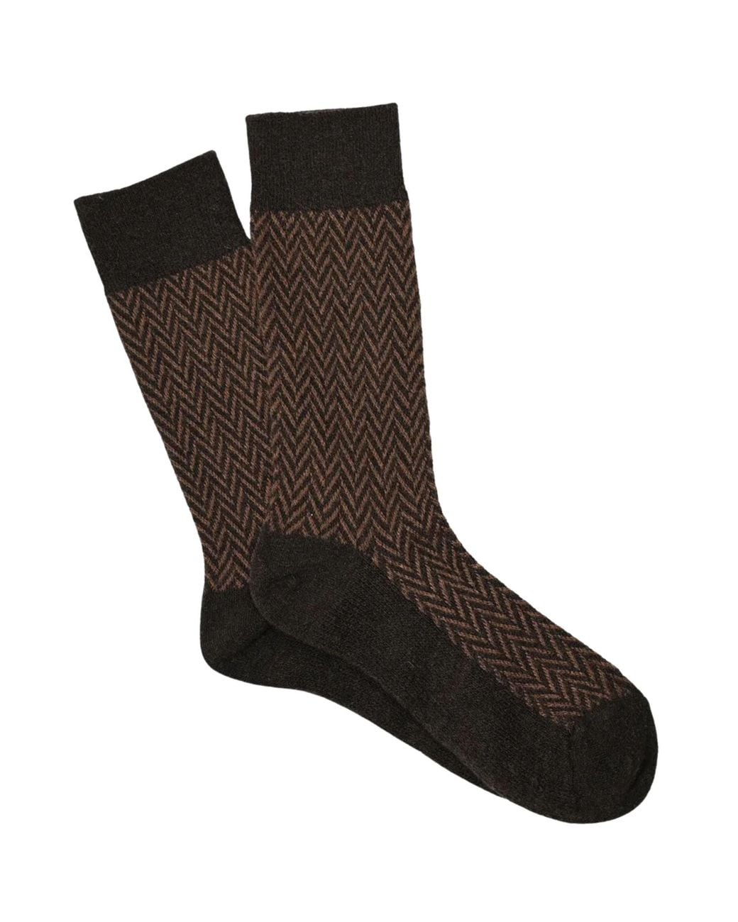 Anonymous Ism Black Wool Herringbone Crew Socks for men