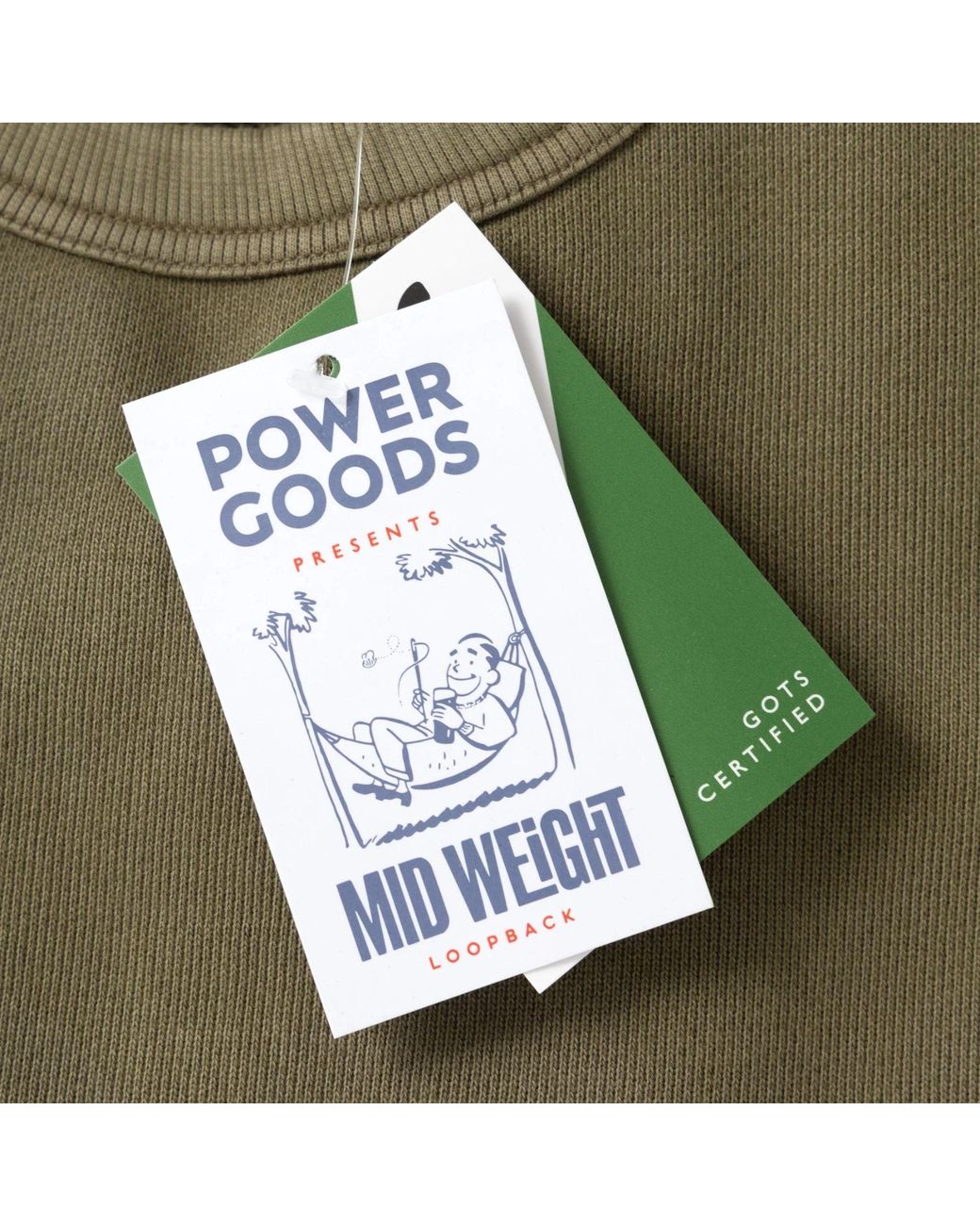 Power Goods Green Loopback Crewneck for men