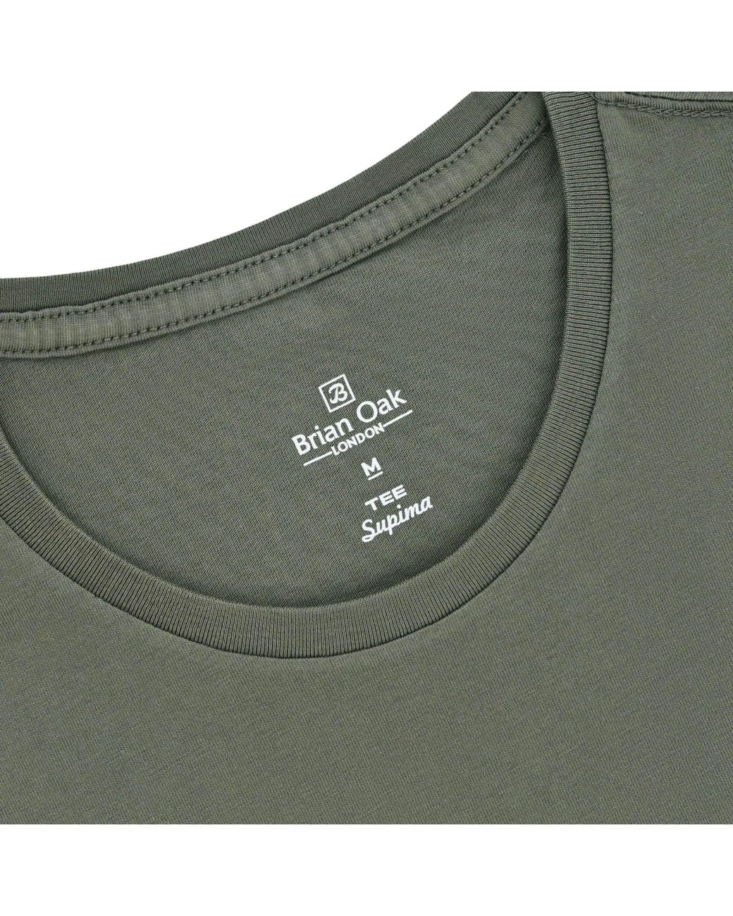 Stuarts London Green Brian Oak Pure Supima Cotton T-Shirt for men