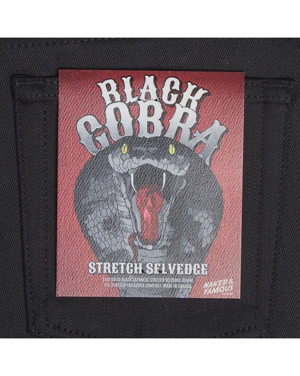 Naked & Famous Black Weird Guy Cobra Stretch Selvedge for men
