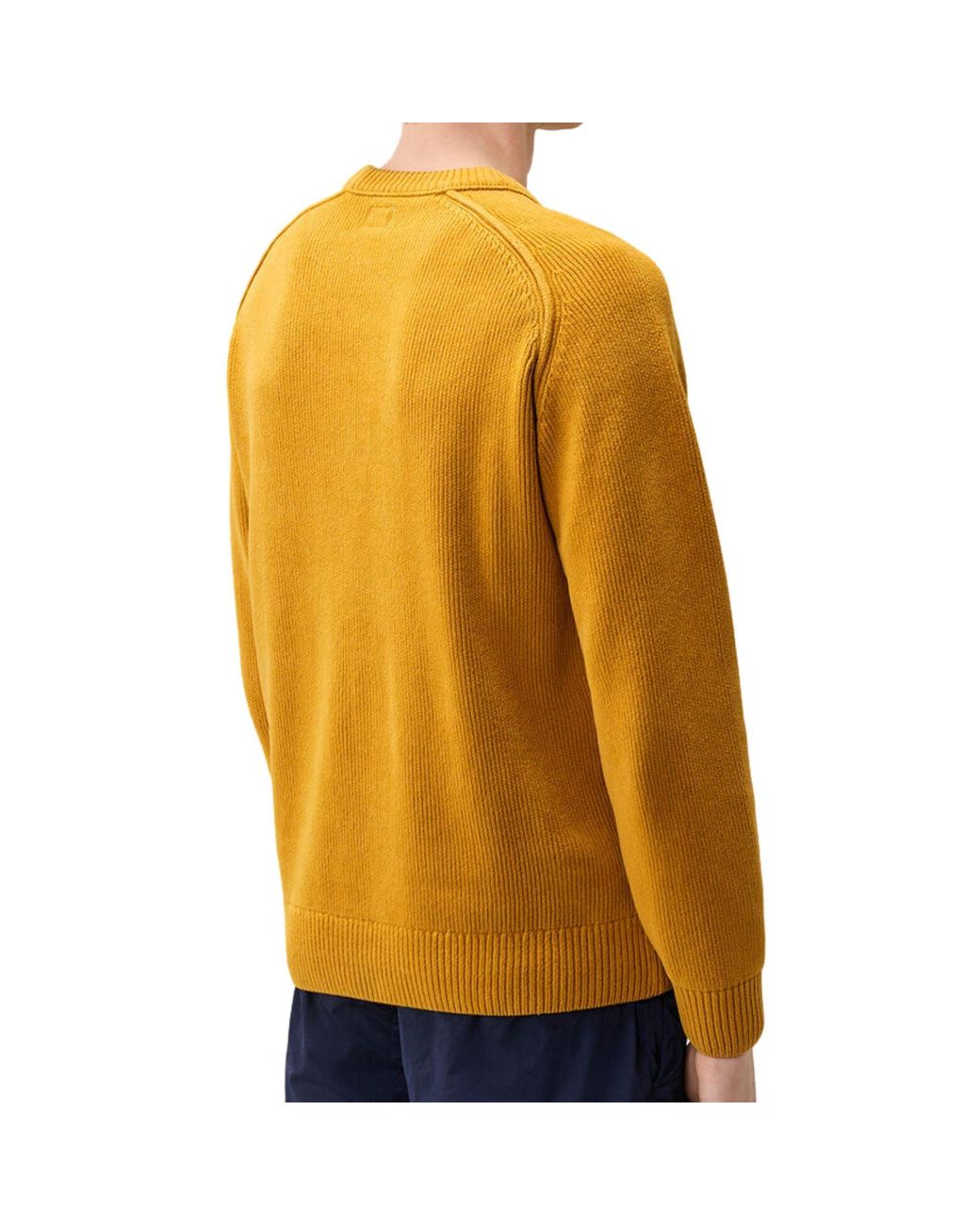 C P Company Yellow Chienille Cotton Knitwear Crewneck Jumper for men