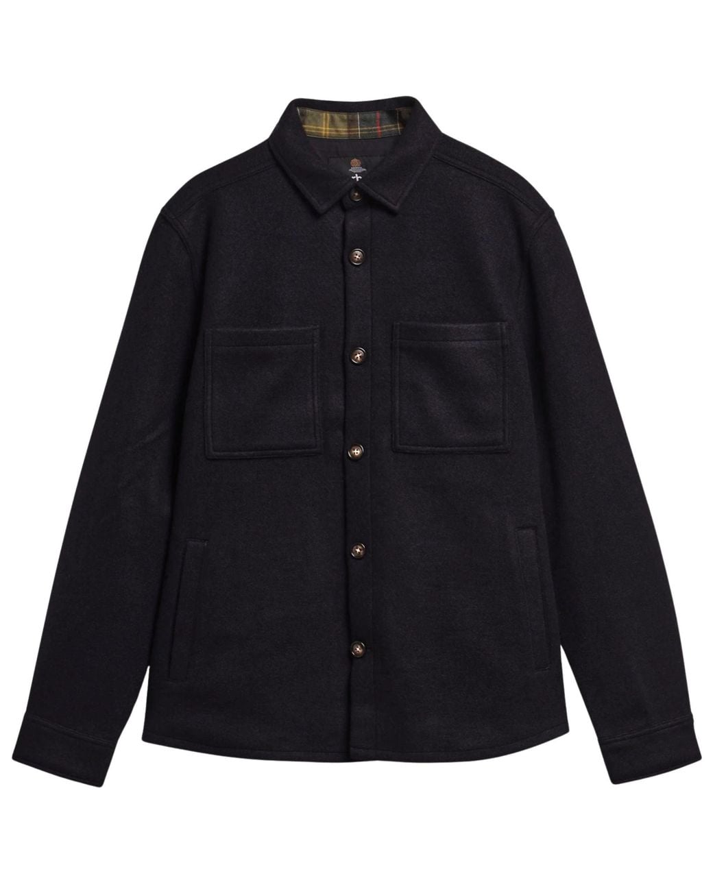Barbour Black Marltown Tailored Wool Blend Overshirt for men