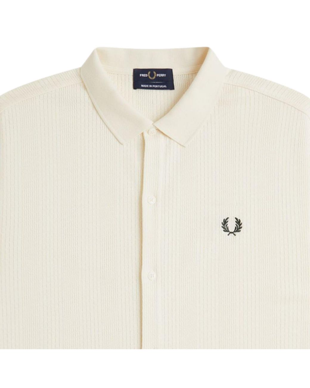 Fred Perry Natural Pointelle Button Through Polo Shirt for men