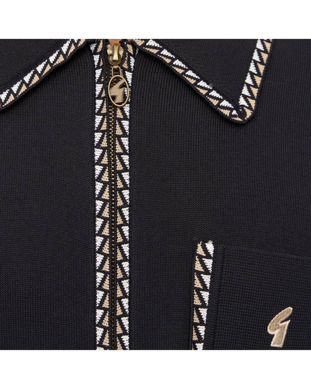 Gabicci Black Nick Long Sleeve Zip Thru Knit for men