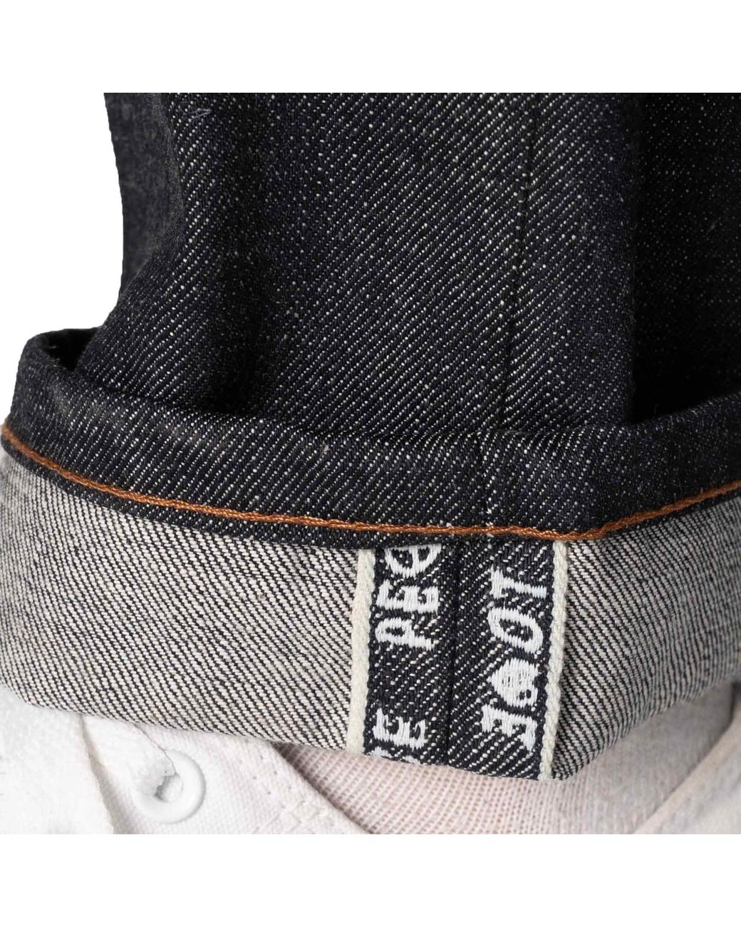 Naked & Famous Black Weird Guy Love & Peace Selvedge Jeans for men