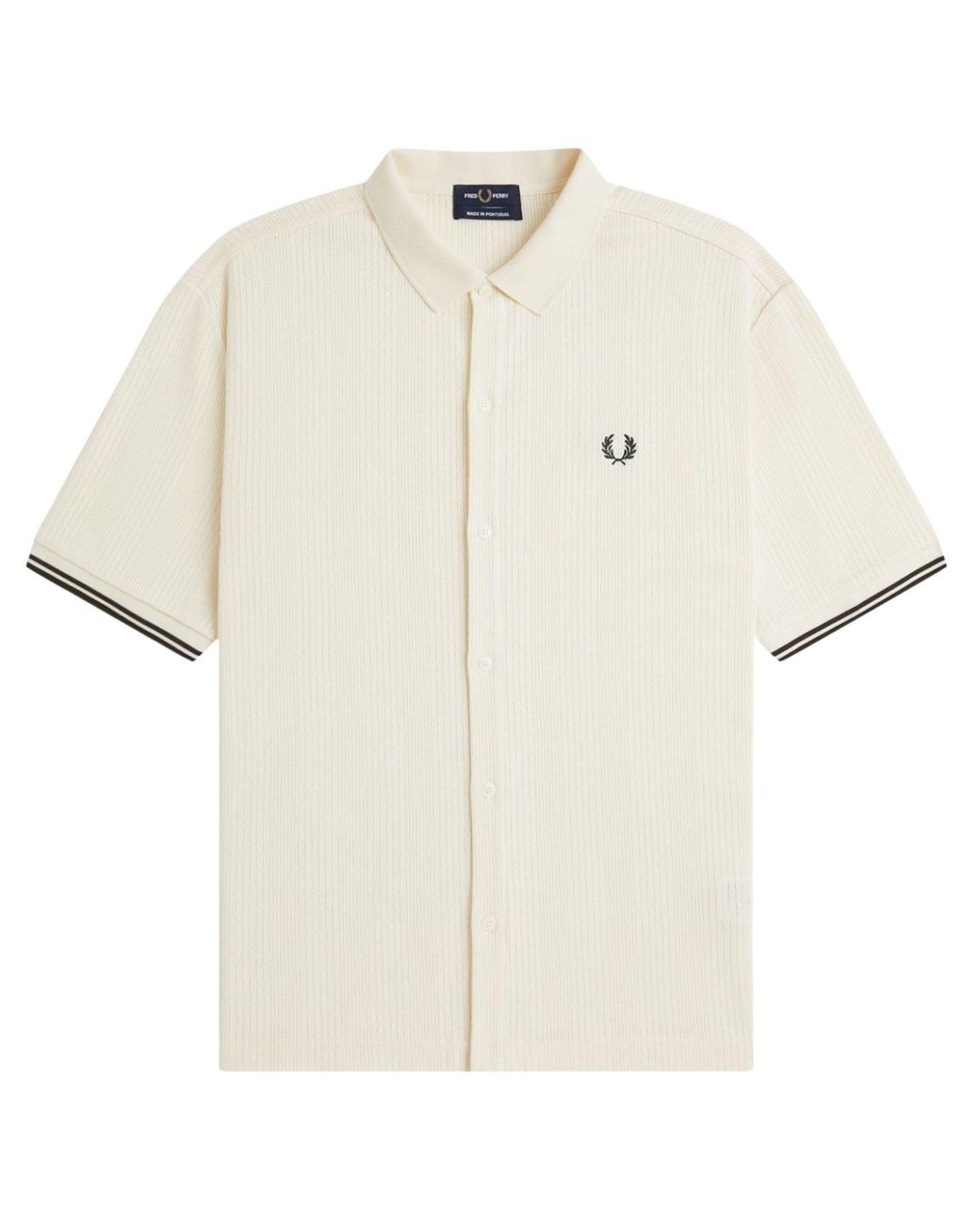 Fred Perry Natural Pointelle Button Through Polo Shirt for men