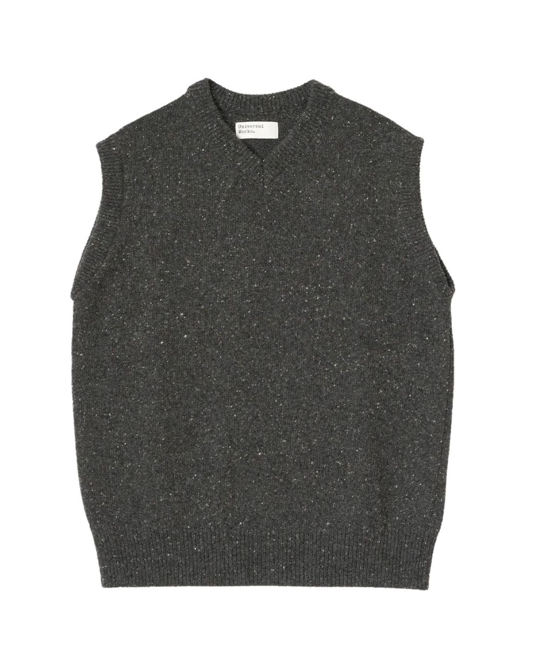 Universal Works Gray Sweater Vest Wool Fleck for men