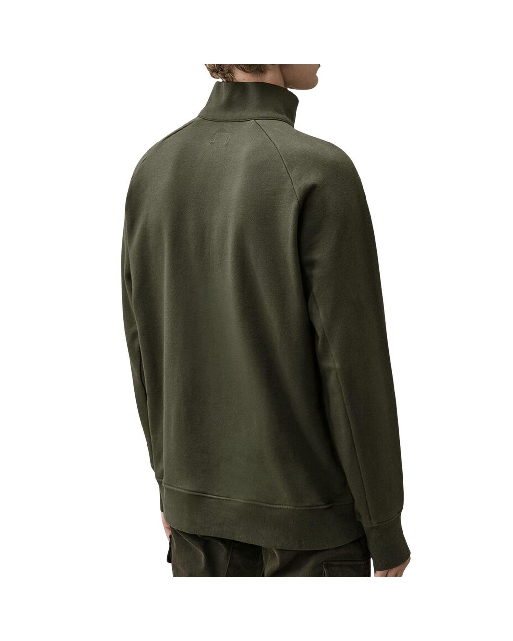C P Company Green C.P. Company Diagonal Raised Fleece Lens Half Zip Sweatshirt for men