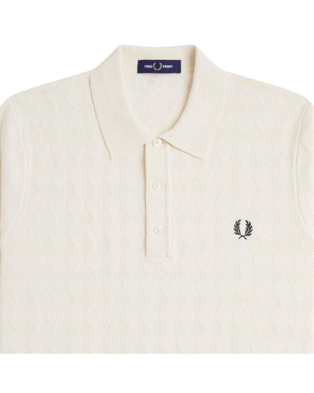 Fred Perry White Pointelle Knitted Shirt for men