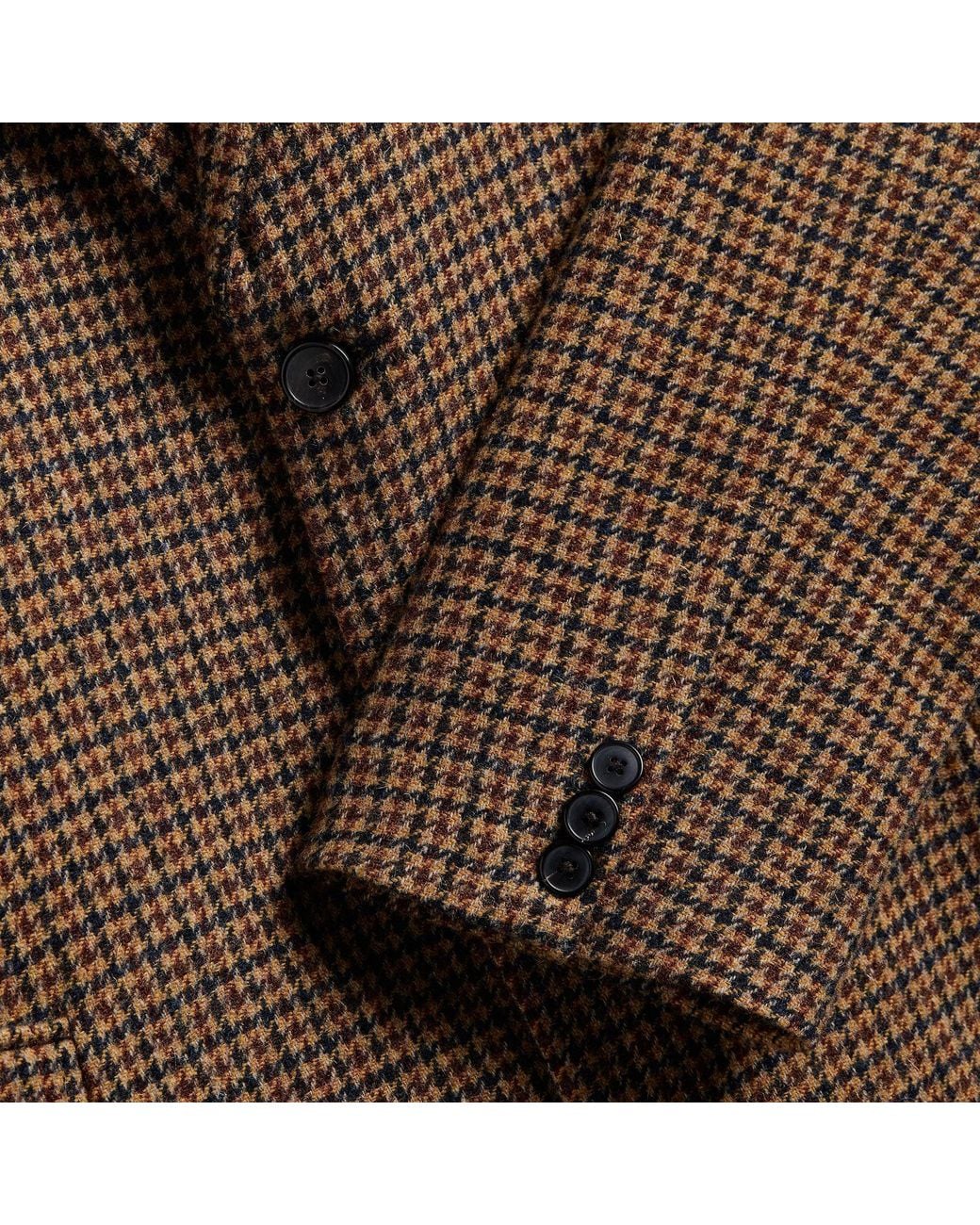 Portuguese Flannel Brown Pied Poule Overcoat for men