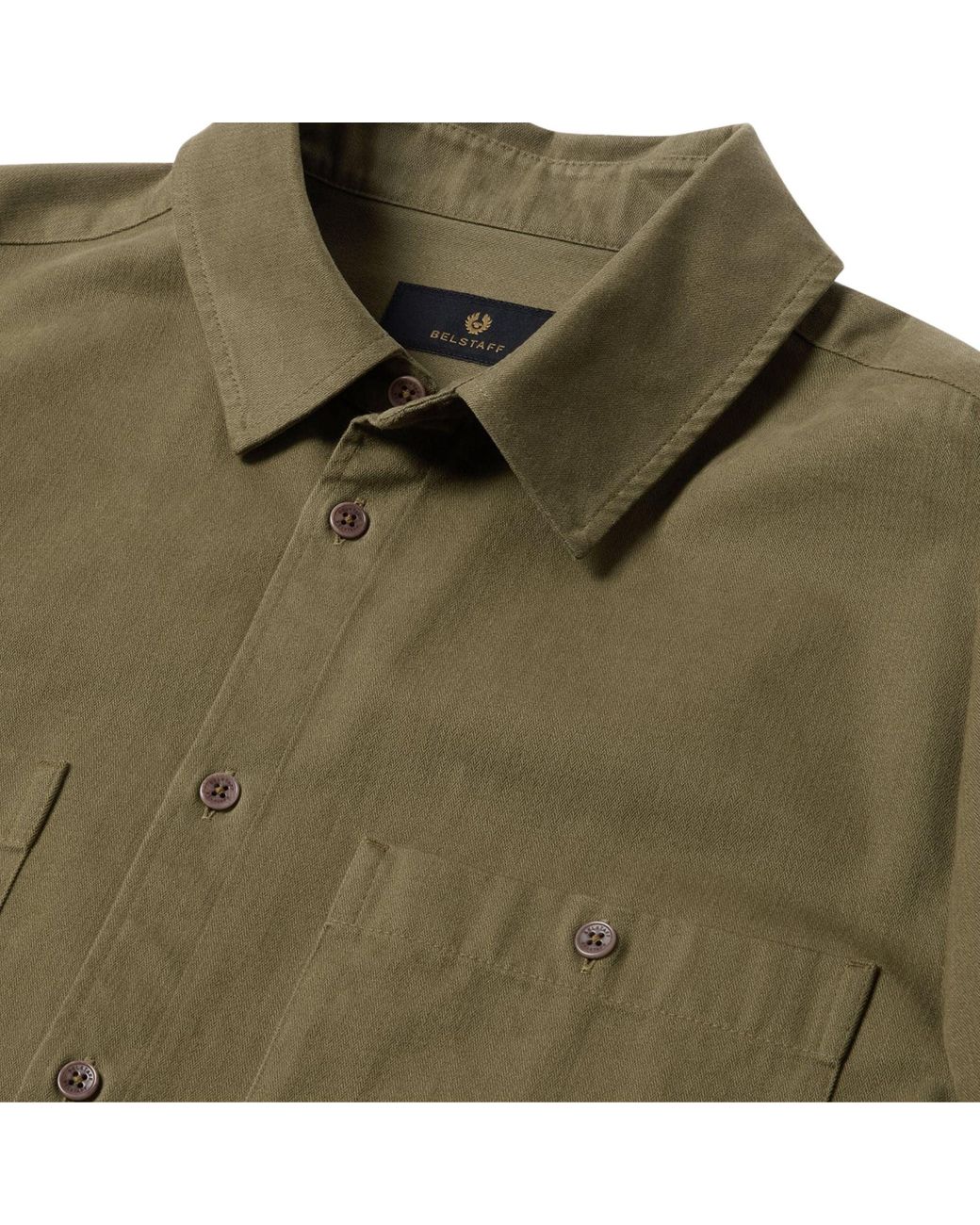 Belstaff Green Outpost Shirt Cotton Herringbone for men