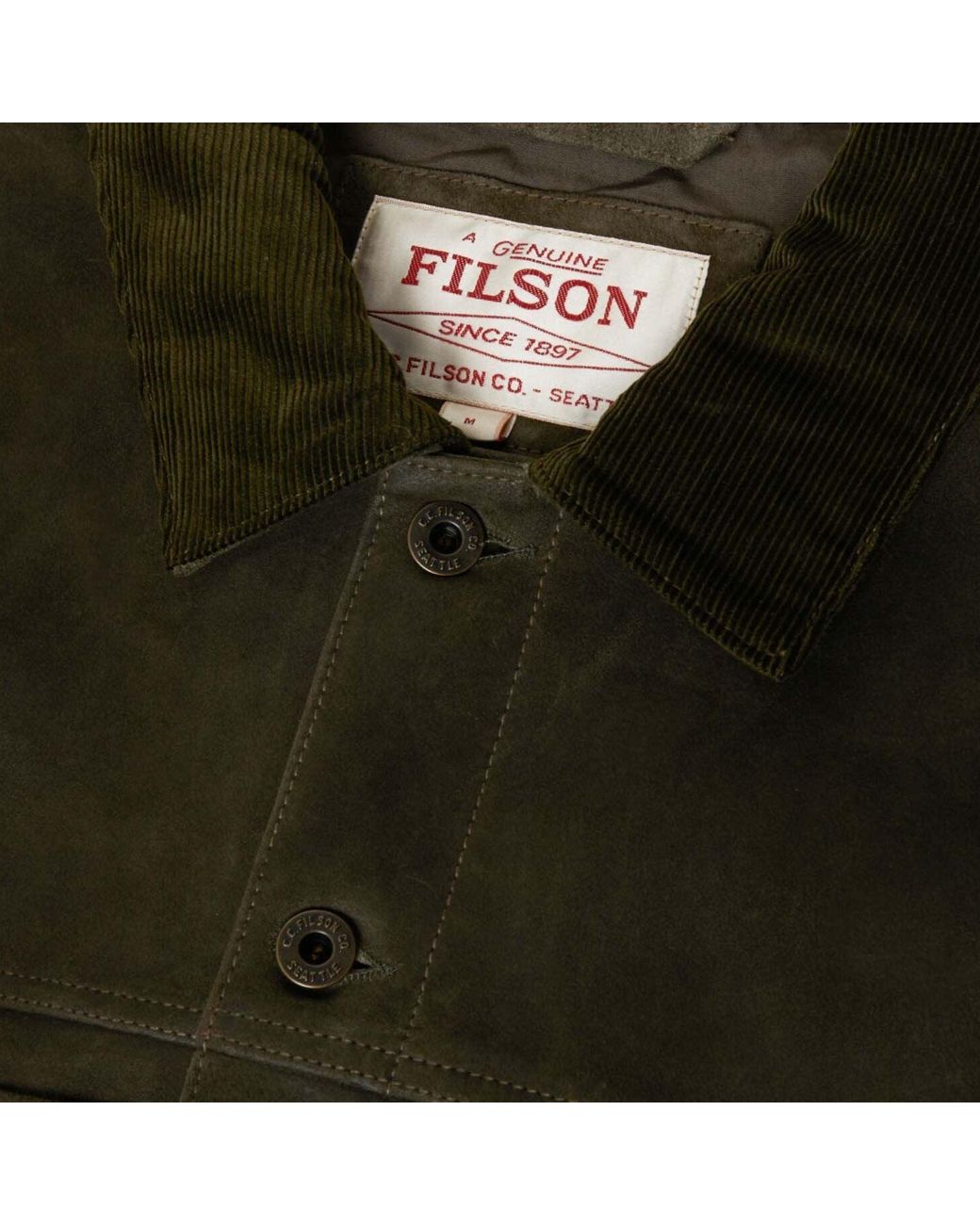 Filson Green Waxed Suede Short Cruiser for men