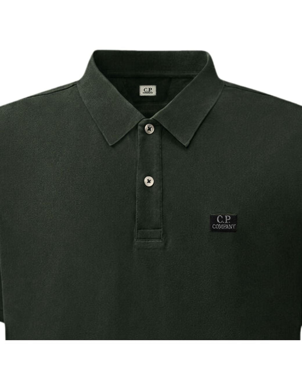 C P Company Green Stretch Piquet Short Sleeve Polo for men