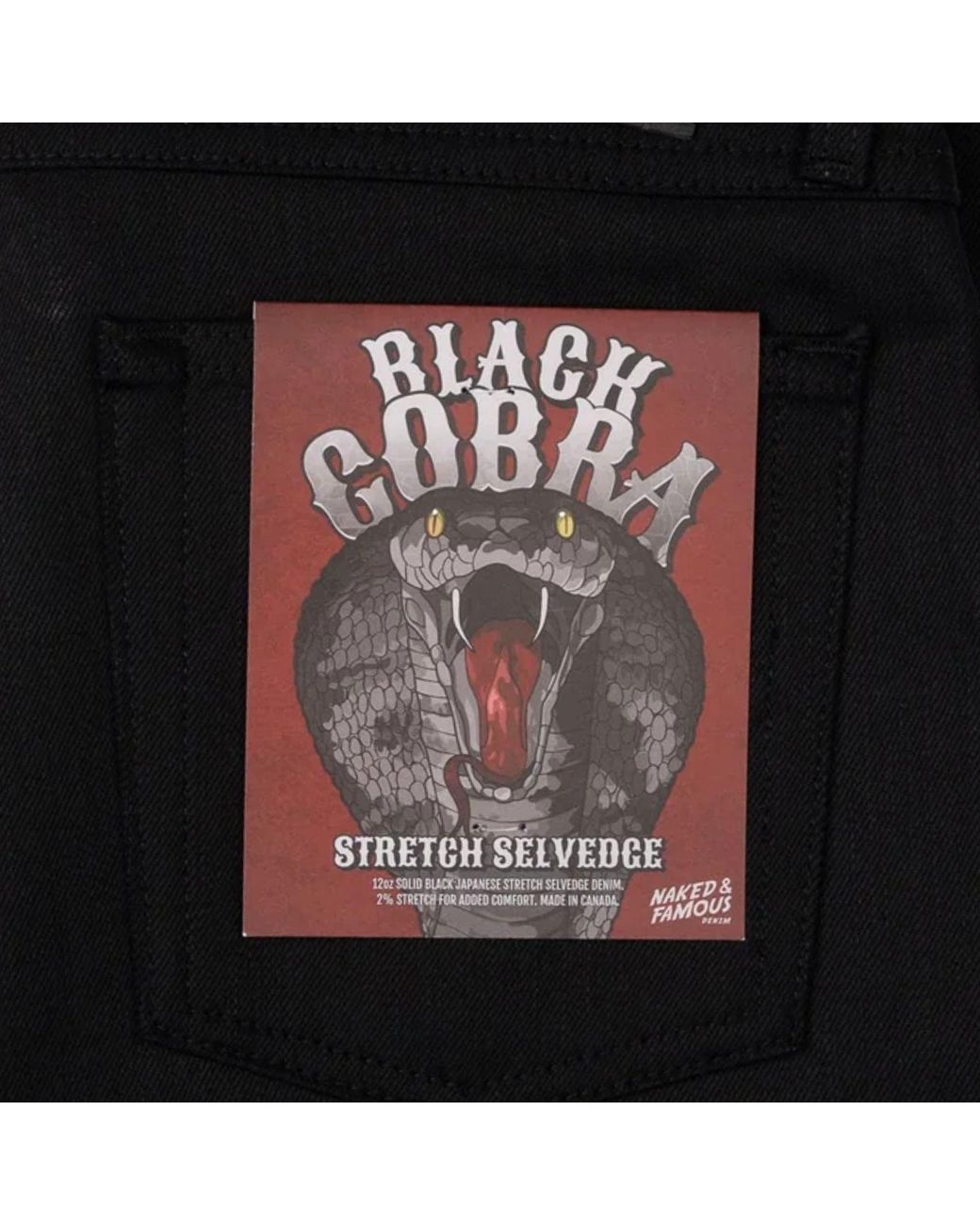 Naked & Famous Black True Guy Cobra Stretch Selvedge for men