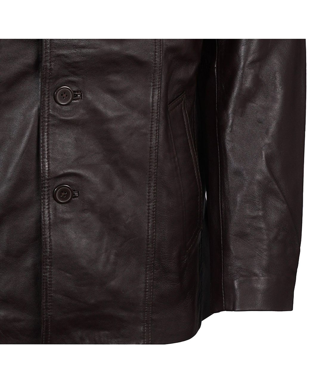 real hoxton Black Leather Reefer Jacket for men