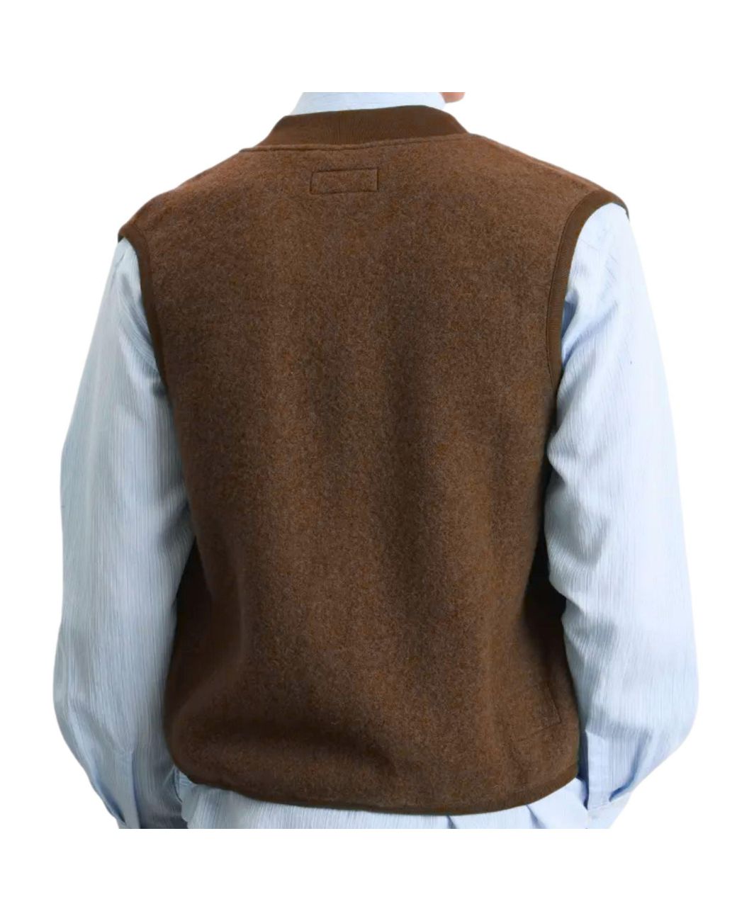 Universal Works Brown Zip Waistcoat Wool Fleece for men