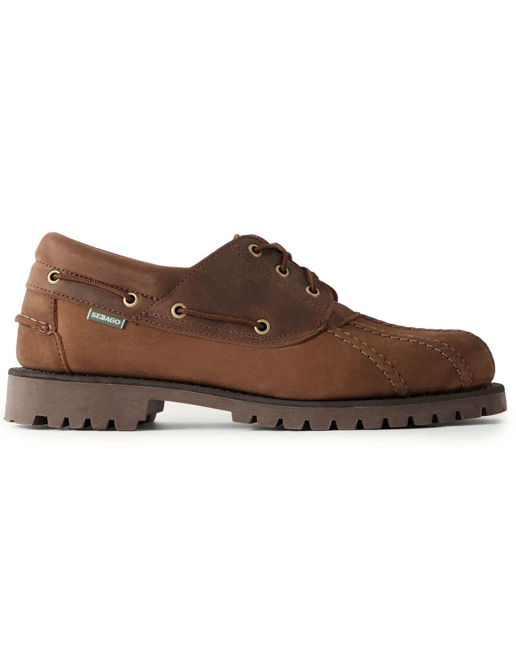 Sebago Brown Tucker Panelled Leather Boat Shoes for men